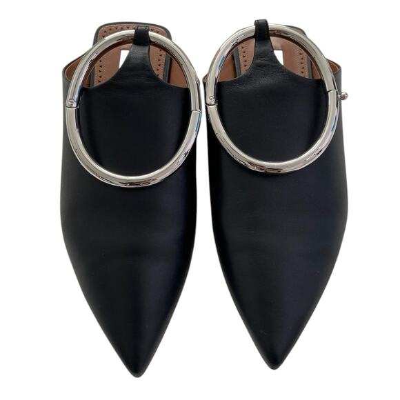 Alaia La Babouche Leather Pointy Toe Mules Ankle Strap Ring Statement 7.5/37.5 - Picture 3 of 10